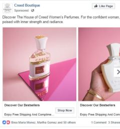 Facebook advertisement I created for House of Creed. I selected the theme, images and created the copy for this advertisement. In addition, I selected the target market.